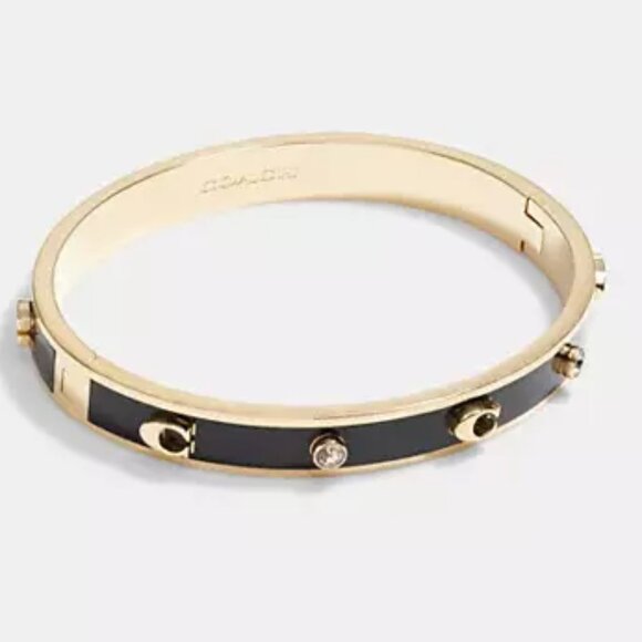 $79 NWT Coach Black/Gold Embelished Bangle - Picture 1 of 1